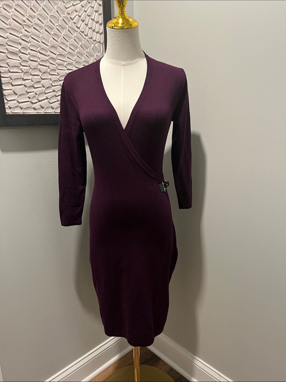 Calvin Klein Plum Wrap-Style Midi Dress